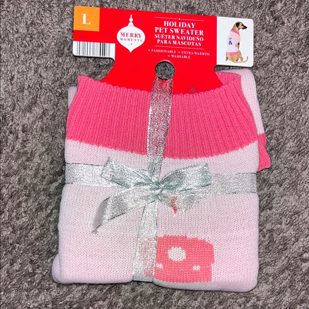 Merry Moments Pink Pet Sweater large